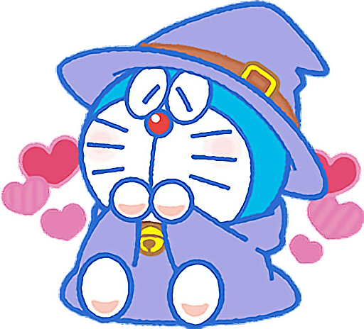 Cute Doraemon Halloween Love Heart Colorful Wizard - Doraemon Line Sticker (512x464)