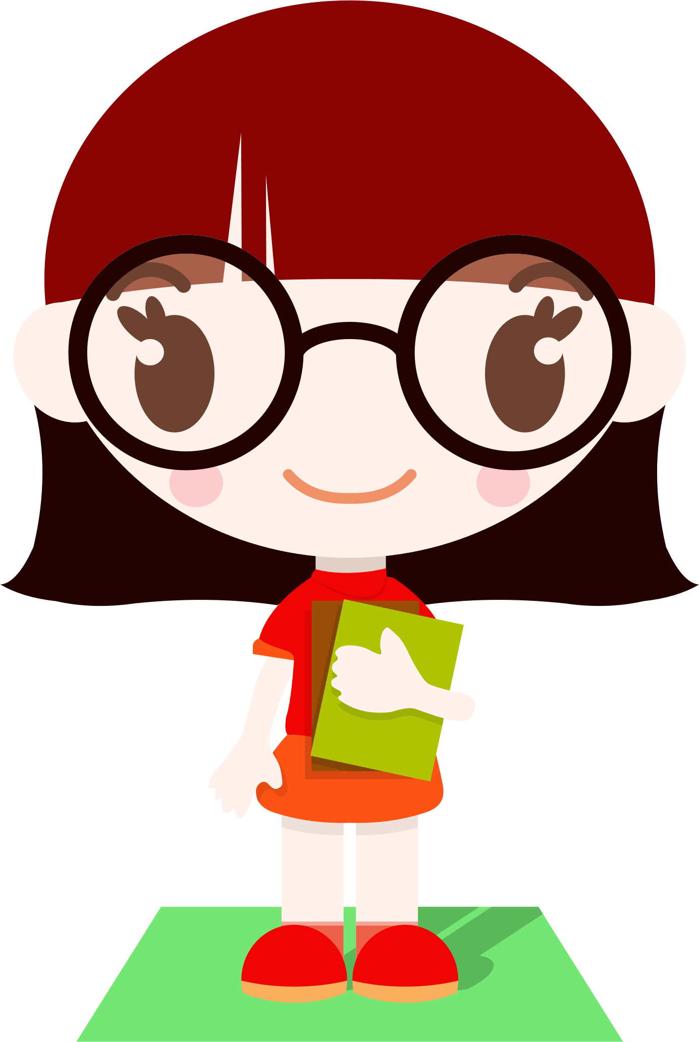 Cute Girl Clipart Anime Glasses - Nerd Girl Clipart (1385x2062)