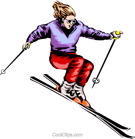 Freestyle Skier Royalty Free Vector Clip Art Illustration - Animated Skiing (466x480)