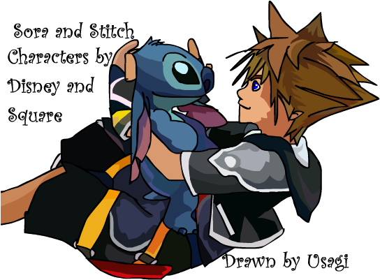 Sora And Stitch By Usagi-zakura - Kingdom Hearts Stitch Summon (550x400)