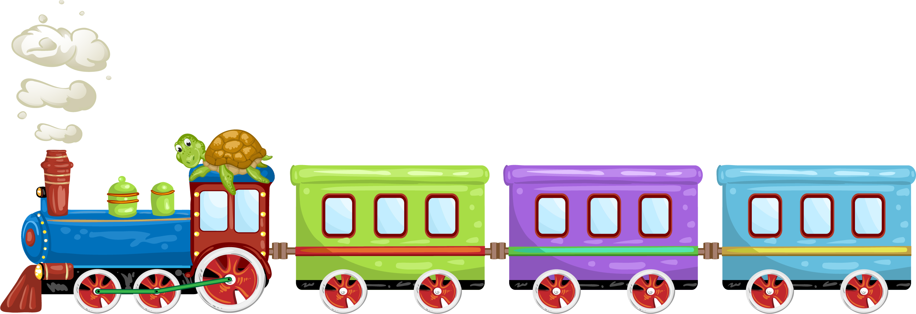Toy Train Cartoon Illustration - Train With People Cartoon (3001x1029)