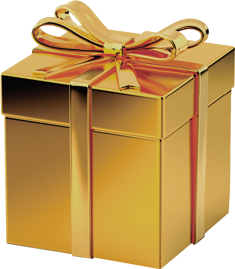 Gold Gift Box Png (992x970)