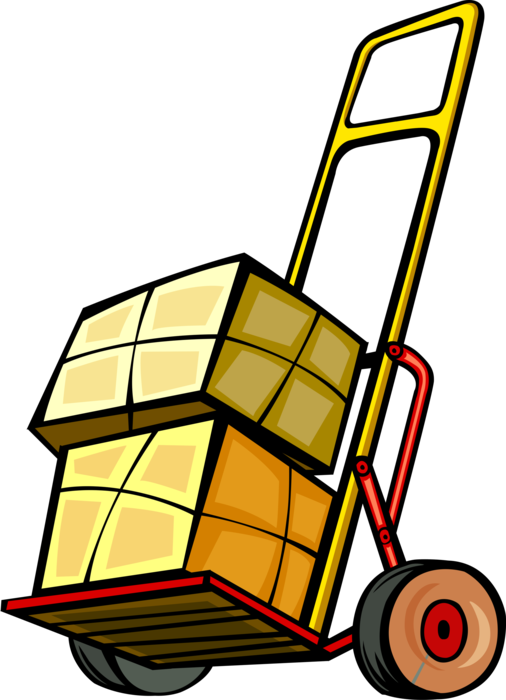 Vector Illustration Of Box-moving Handcart Dolly Or - Clip Art (506x700)