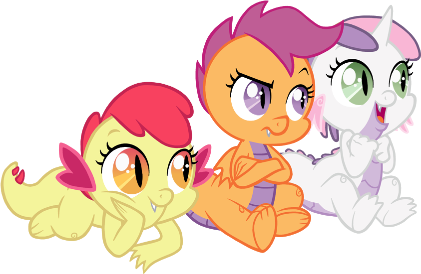 Safe, Scootaloo, Simple Background, Species Swap, Sweetie - Mlp Fan Art Cmc (900x595)