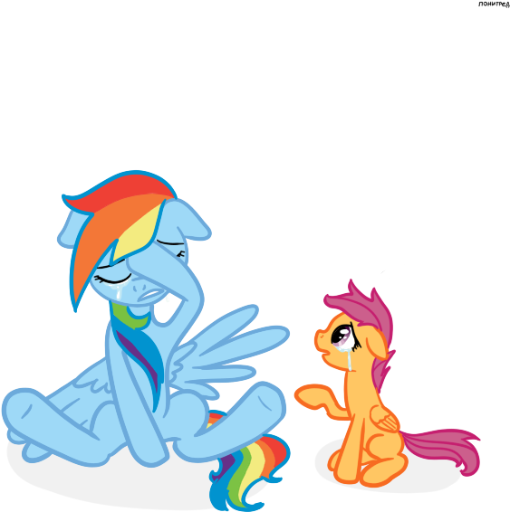 Hudoyjnik, Crying, Rainbow Dash, Safe, Scootaloo - Rainbow Dash And Scootaloo Crying (600x600)