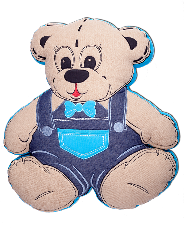 Blue Teddy Bear Cushion - Cartoon (600x746)
