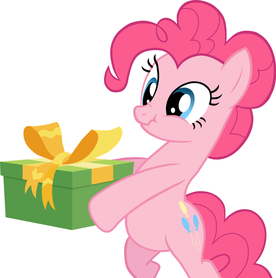 Pinkie Pie Rainbow Dash Rarity Fluttershy Pony Pink - My Little Pony With Present (891x897)
