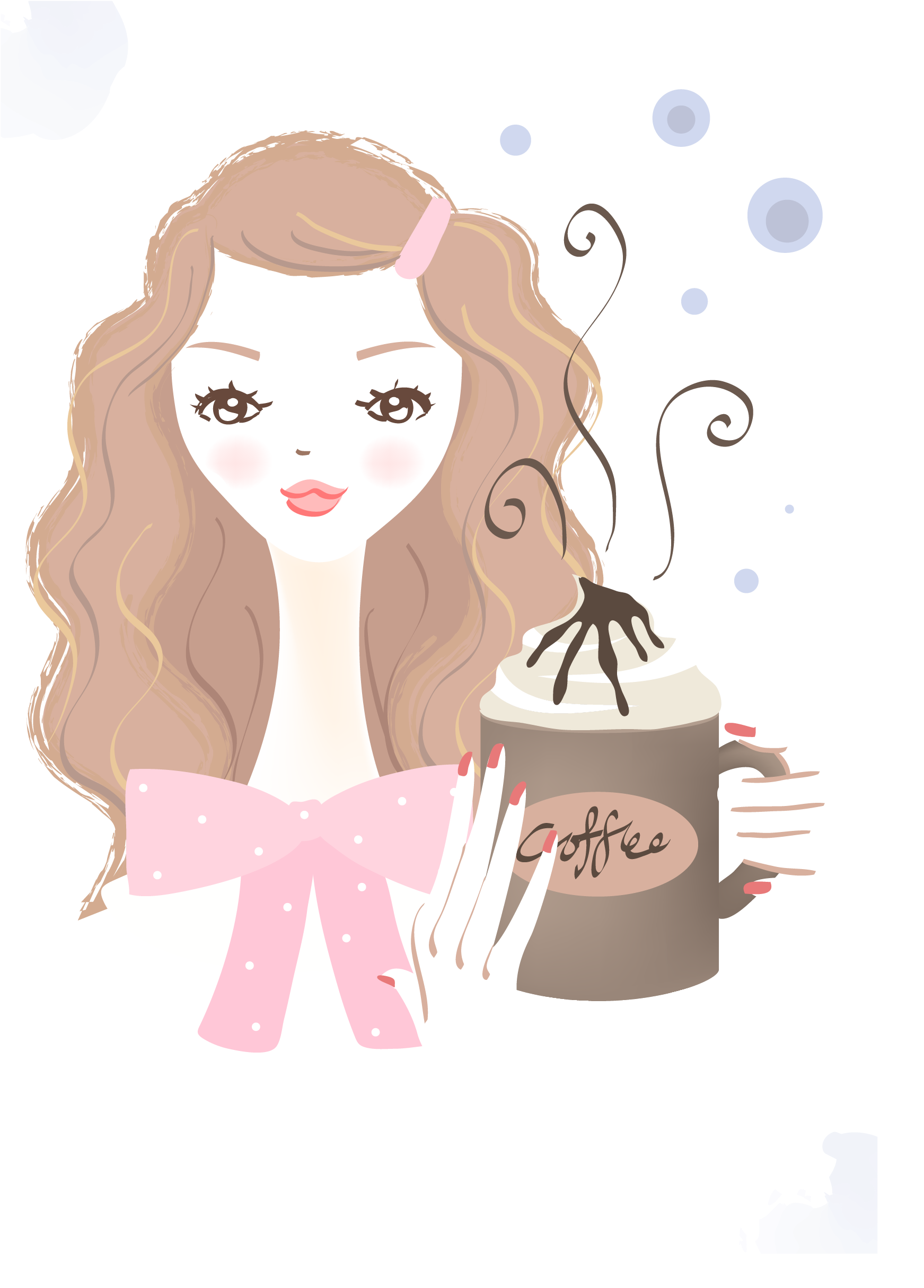 Little Girl Holding A Coffee Vector - Vector Graphics (1868x2563)