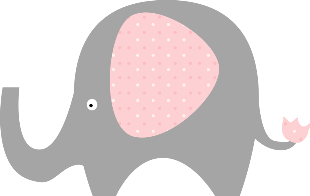 Baby Shower Grey Elephant Clipart - Pink And Gray Elephant (1024x648)