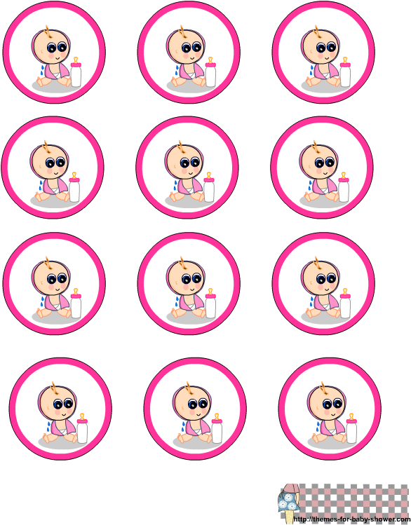 Round Labels For Girl Baby Shower - Baby Shower (612x792)