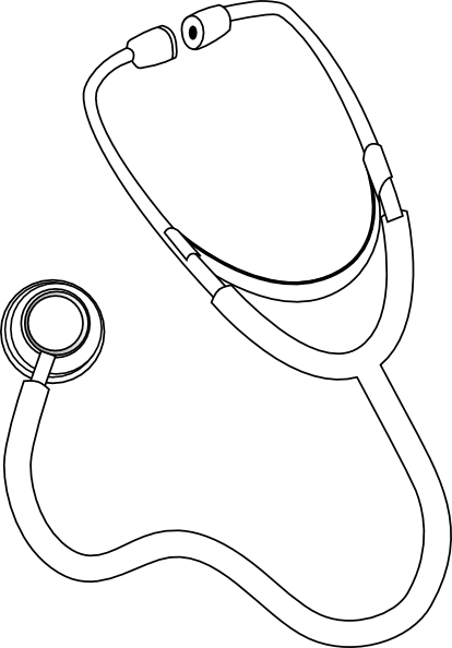 Red Stethoscope Clip Art At Vector Clip Art - Stethoscope Clipart With Black Background (414x594)