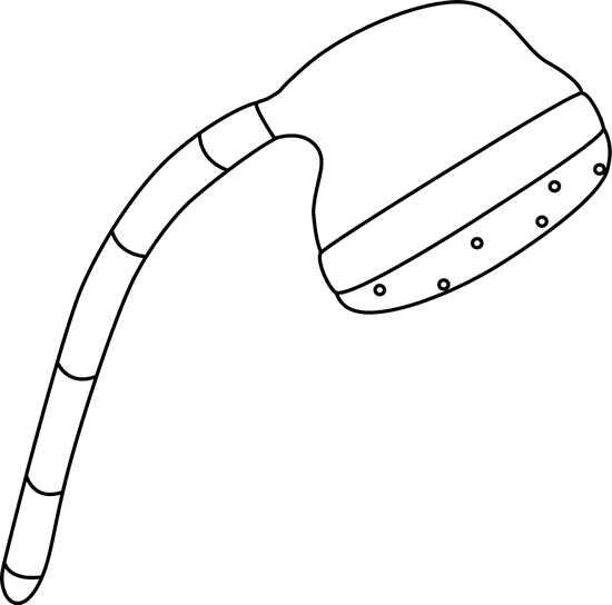 Black And White Shower Head - Clip Art (550x544)