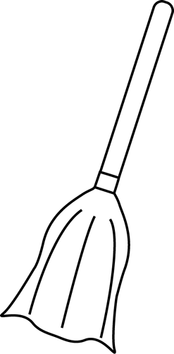 Black And White Witches Broom - Witches Broom Clipart Black And White (247x500)