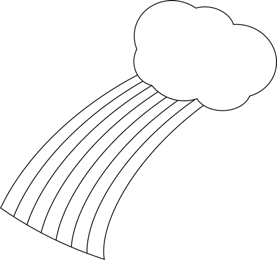 Black And White Rainbow And Cloud - Rainbow Cloud Clipart Black And White (550x516)