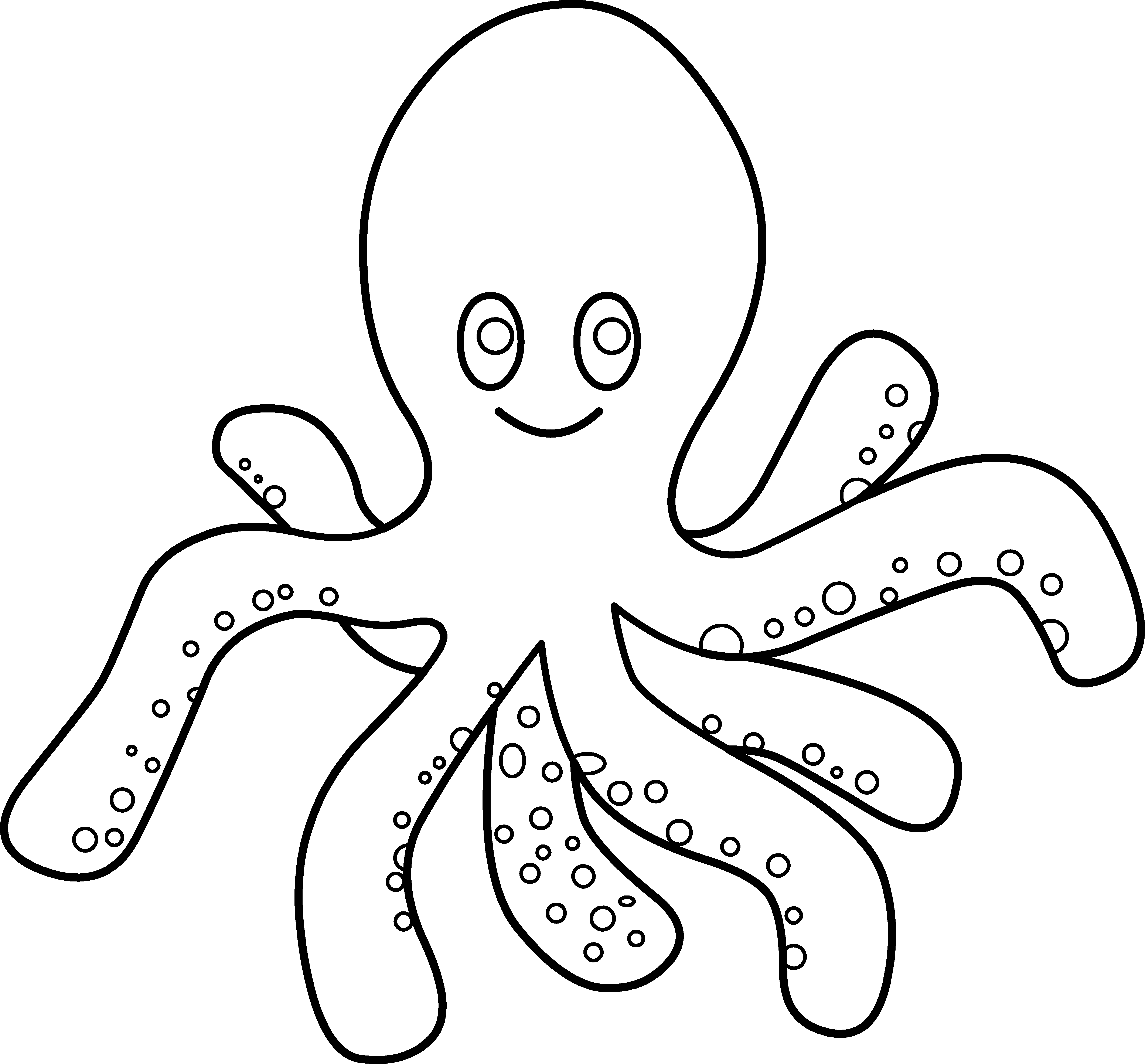 Octopus Coloring Page Free Clip Art - Free Coloring Pages For Preschoolers (5389x5007)