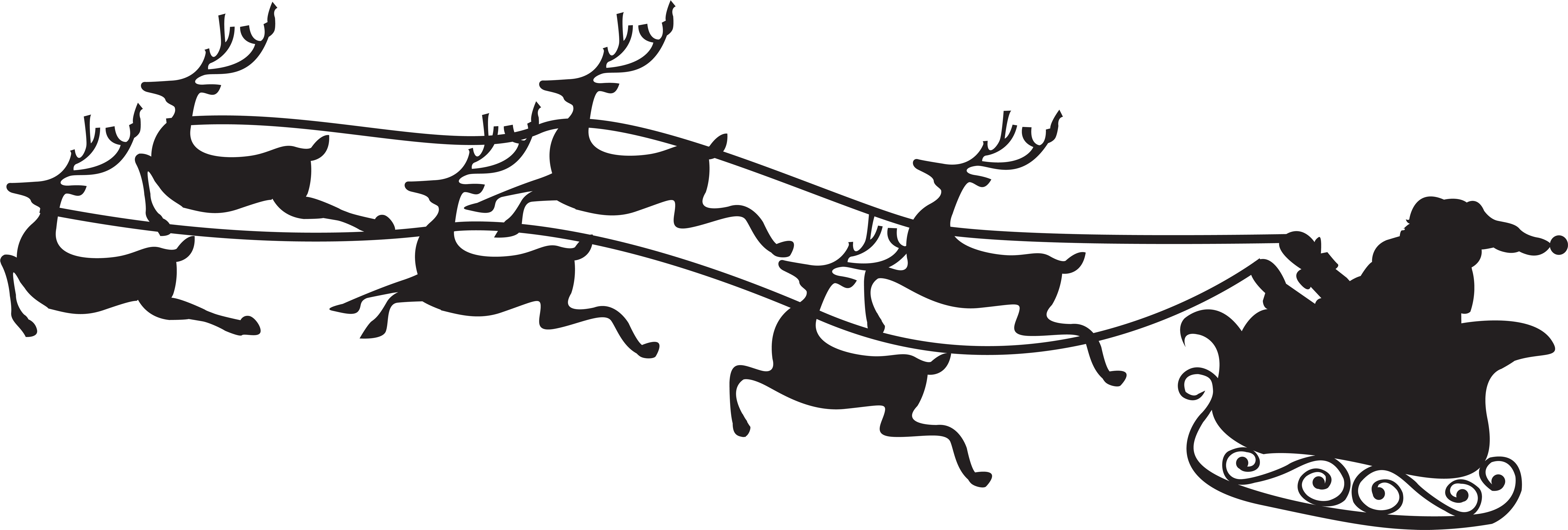 Santa Silhouette Png (8000x2780)