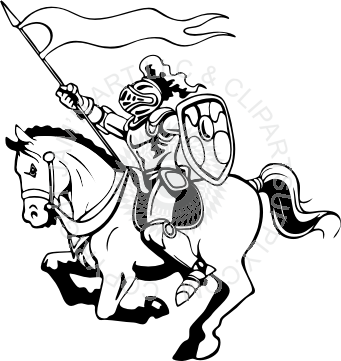 Flags Clipart Horse - Knight Riding A Horse Drawing (341x361)