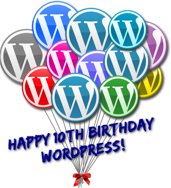 Wordpress 10th Anniversary Birthday Balloons - Wordpress Icon (600x688)