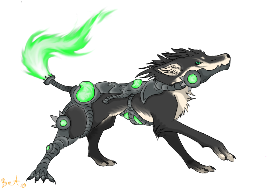 Drawn Werewolf Mechanical - Robot Wolf Drawing (965x667)