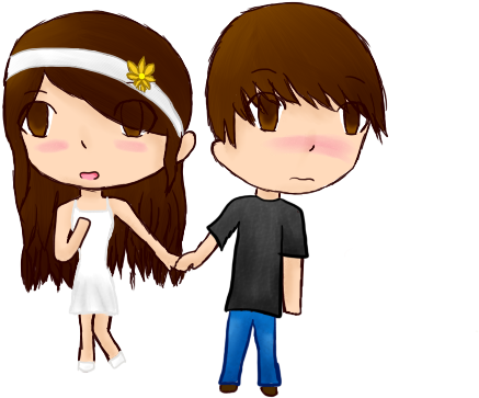 Holding Hands~ By Anime Gamer Girl - Cartoon Boy And Girl Holding Hand (483x425)