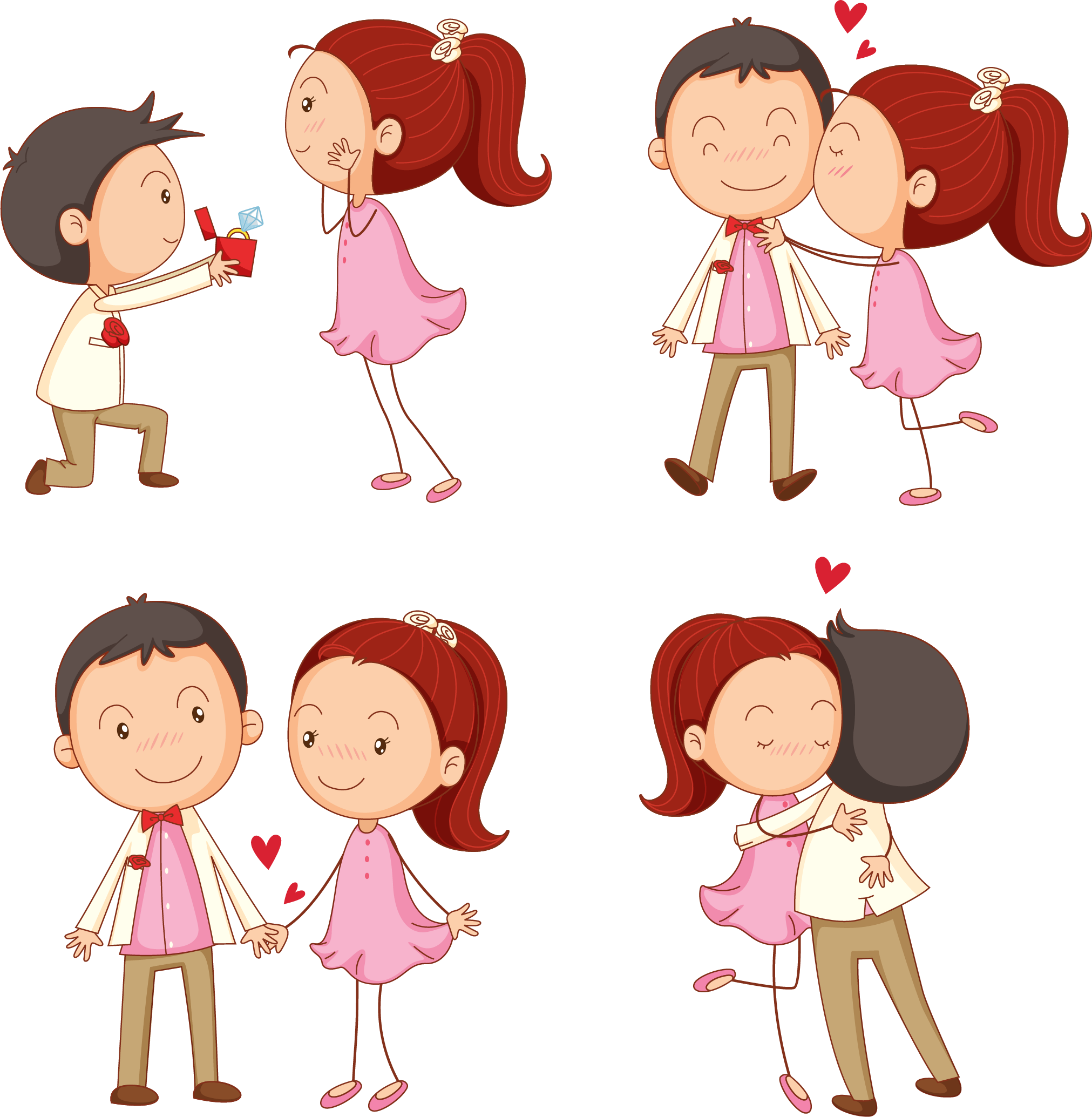 Kiss Cartoon Boy Illustration - Cartoon Boy Girl Hugging (2023x2069)