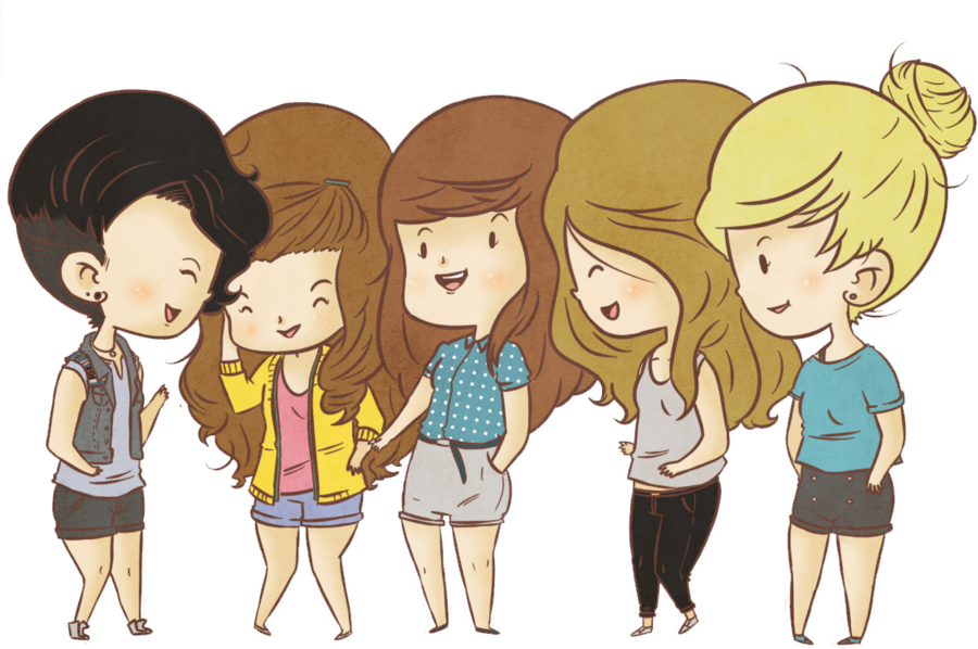 Girls As Cartoons - One Direction Cartoon Girls (900x609)
