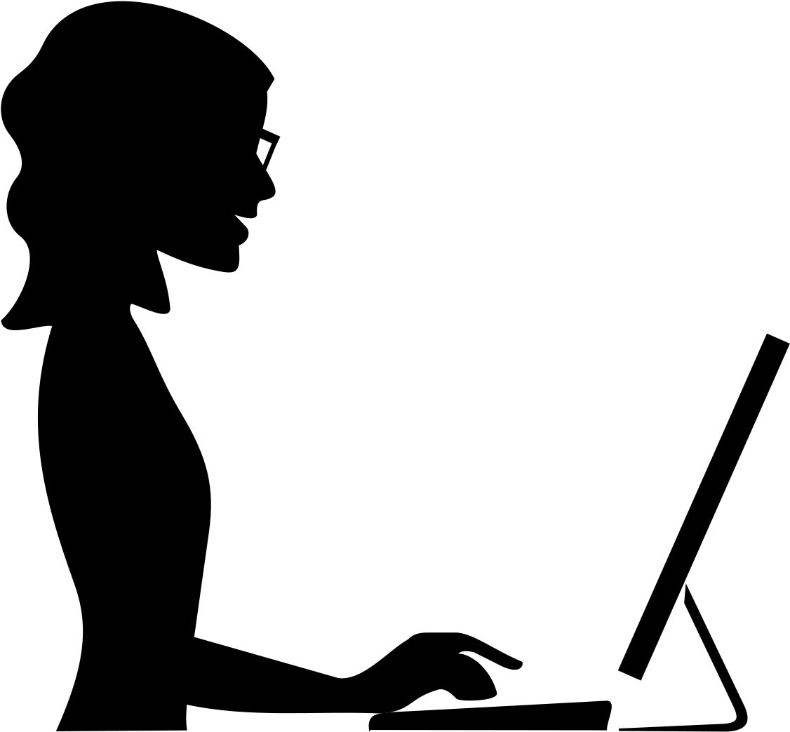Clipart - Woman At Computer Silhouette (1697x2400)