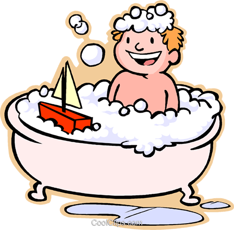 Boy Taking A Bath Royalty Free Vector Clip Art Illustration - Bath Clipart (480x472)