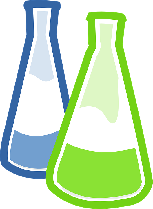 Bottles Blue Green - Chemical Flask (528x720)