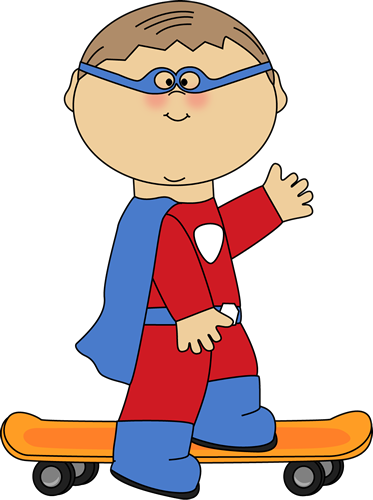 Boy Superhero On A Skateboard - Superhero (373x500)