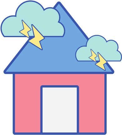 House With Clouds And Thunder - Vector Graphics (550x550)