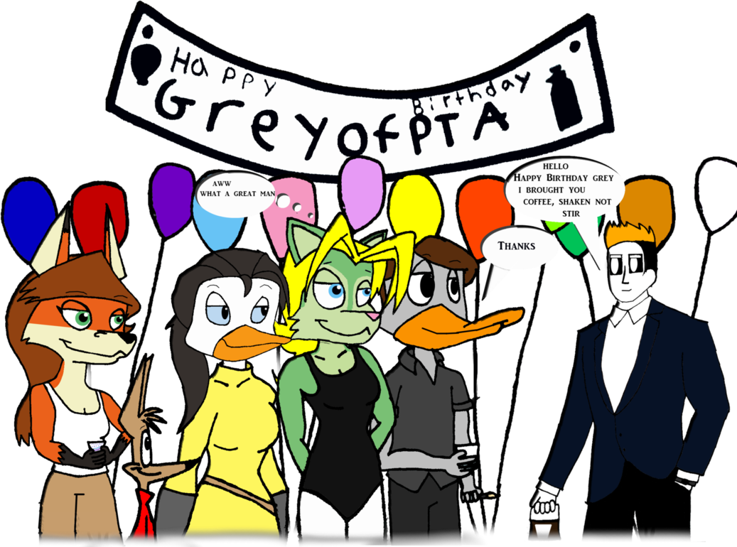 Happy Birthday Greyofpta By Lightasticdaniel - Cartoon (1037x770)