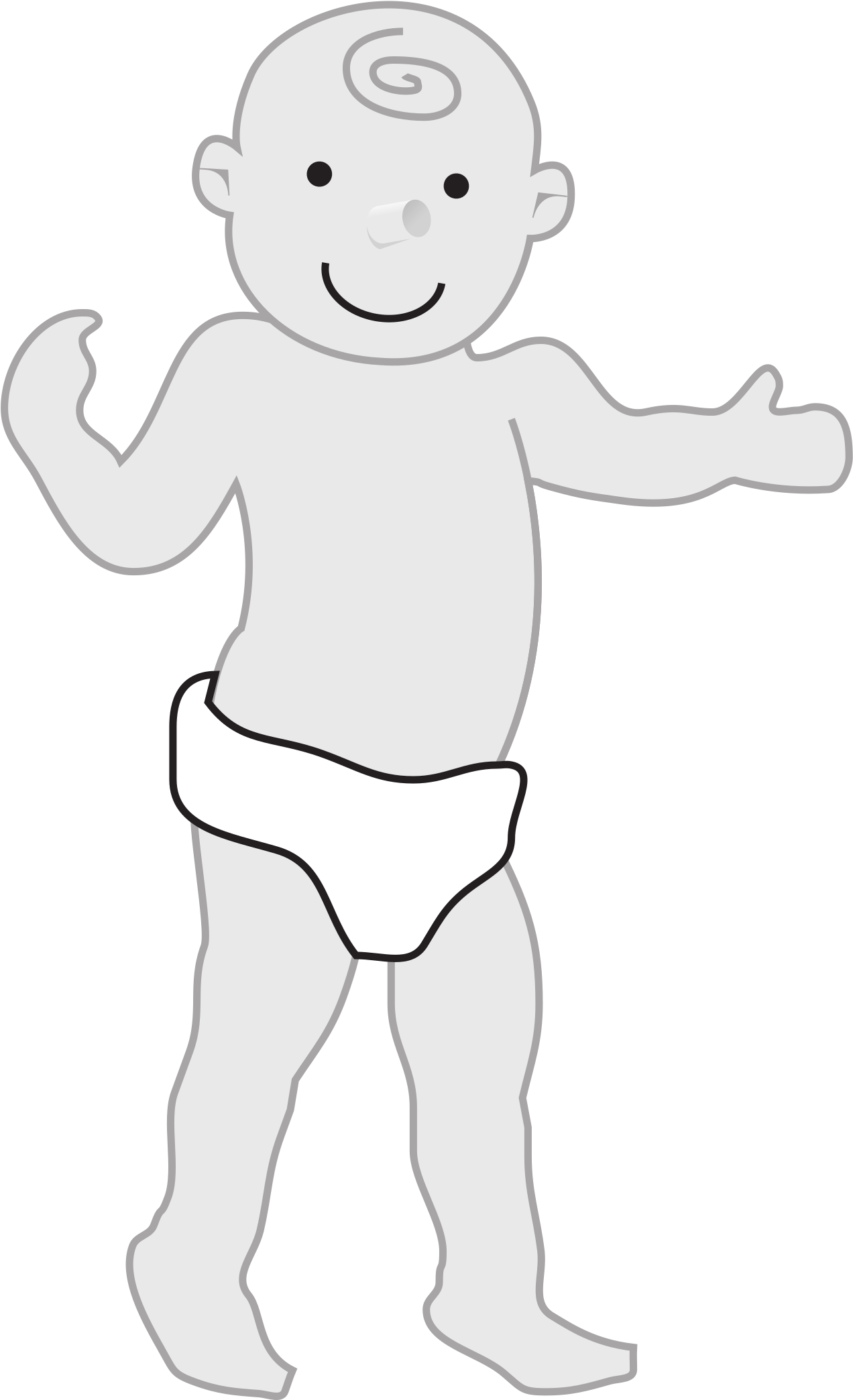 Baby Standing - Baby Walking Clipart Black And White (1743x2400)
