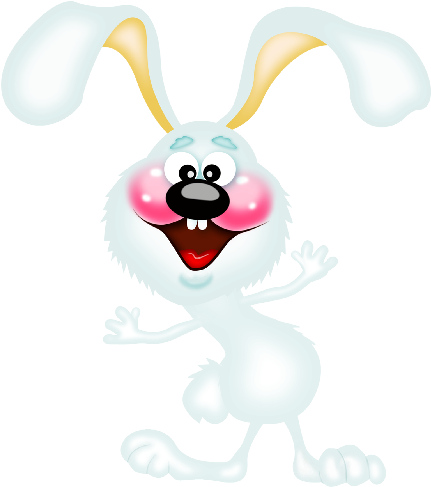 White Baby Bunny Laughing - Clip Art (500x500)