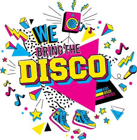 Here Is The Front Of Our New Kids Disco Party Flyer - Kids Disco Png (455x464)
