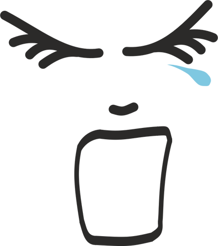 Crying Face Line Art - Screaming Face Png (442x500)