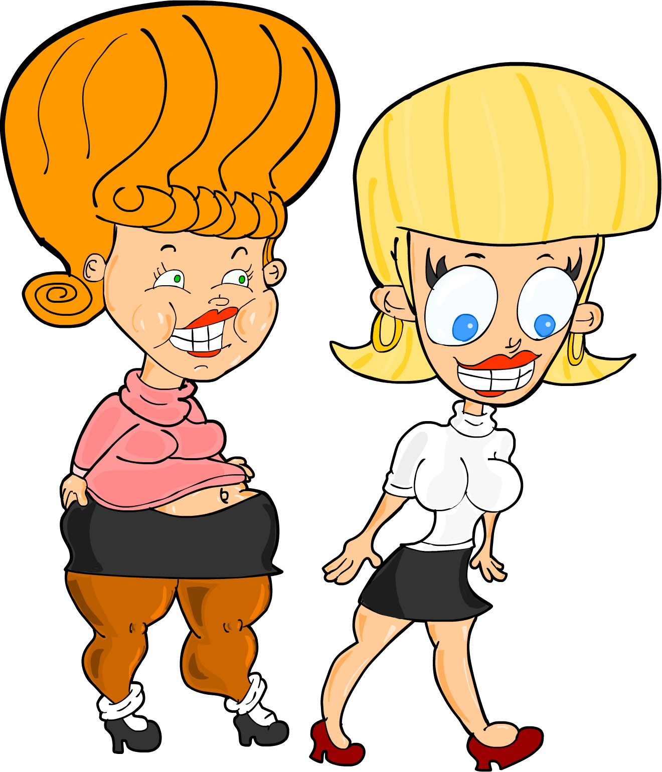 Two Women Walking By Thesirknite Two Women Walking - 2 Women Cartoon (1320x1540)