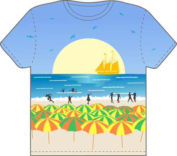 Clip Art Graphic Of A Blue Short Sleeved T Shirt Character - Beach Themed T Shirt (600x529)
