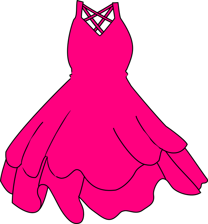 Pink Dress Clipart Short Dress - Black Dress Clip Art (668x720)
