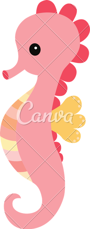 Cute Cartoon Seahorse Animal - Drawing (316x800)