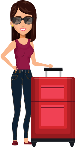 Fashionable Woman With Travel Suitcase Vector - Desenho De Mulher Com Mala De Viagem (550x550)