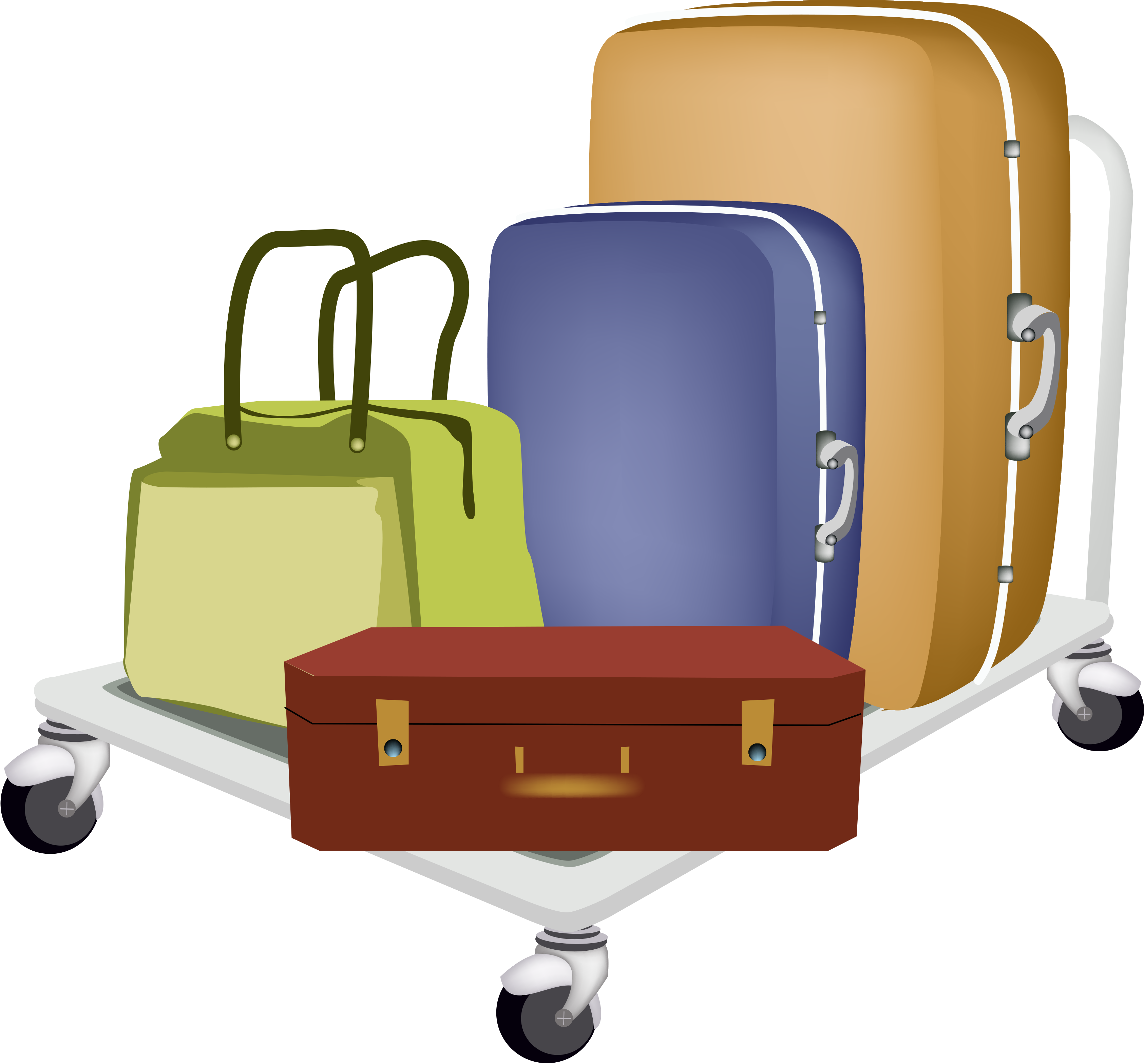 Baggage Cart Travel Suitcase Hand Luggage - Baggage (3372x3137)
