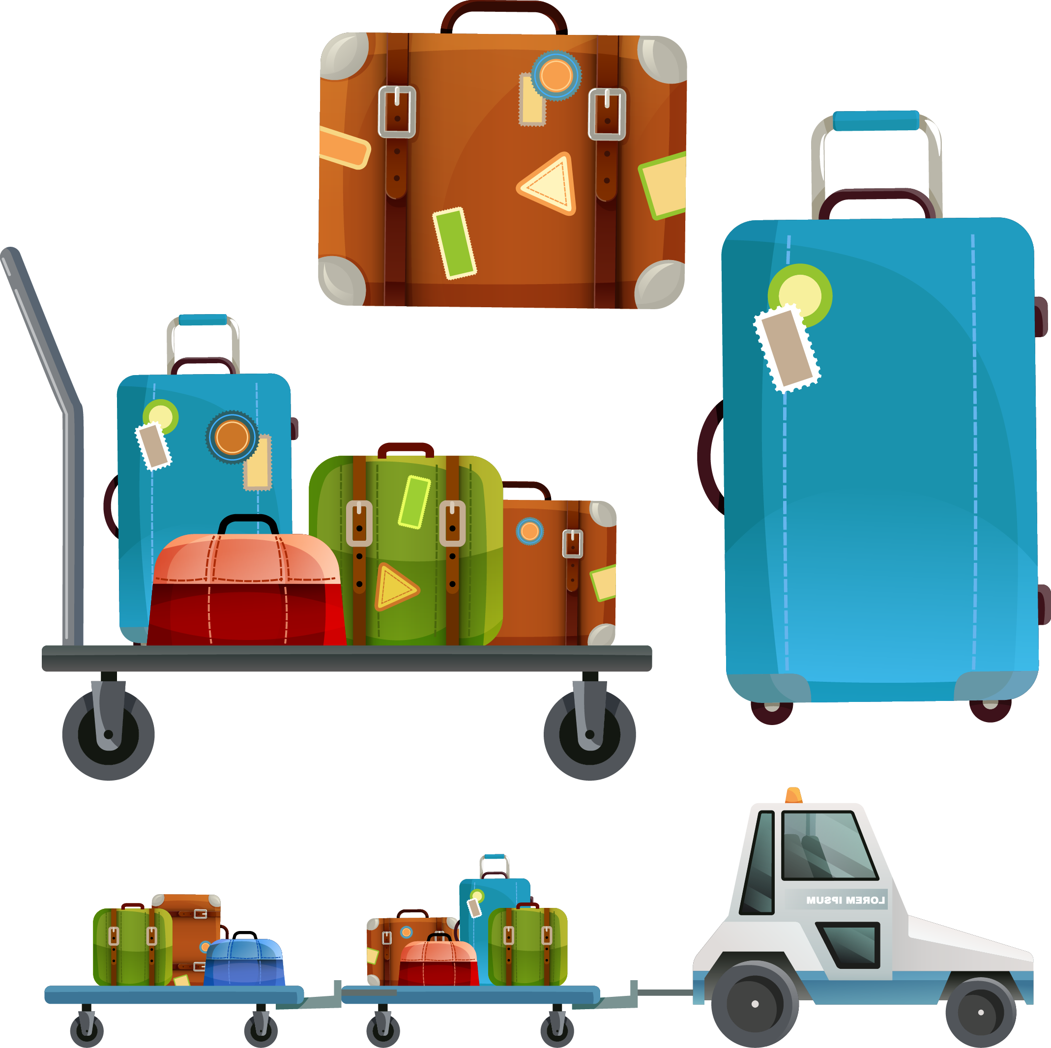 Vector Material Cartoon Luggage Bags - Baggage (2138x2132)