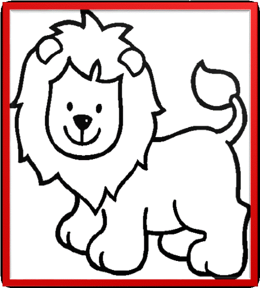 Único Animales Lindos Para Colorear Páginas Para Imprimir - Lion Outline (562x617)
