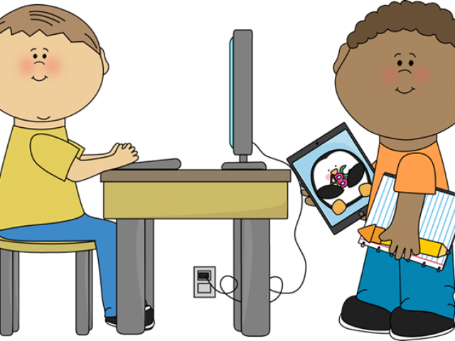 Tech Clipart Classroom Computer - Kid Playing On Ipadclipart (640x480)