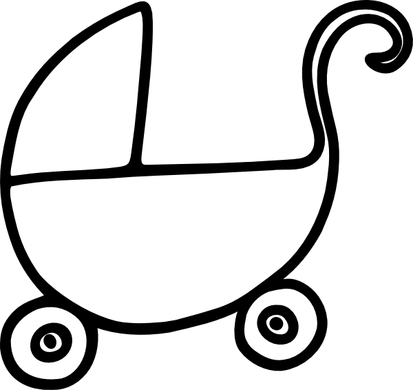 Baby Carriage Stroller Outline Clip Art At Clker - Baby Pram Outline (600x566)