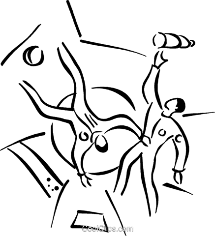 Astronauts In Space Shuttle Royalty Free Vector Clip - Line Art (437x480)