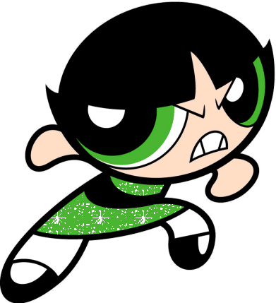 Rebelle - Supernana - Gif Scintillant - Powerpuff Girls Buttercup Angry (391x429)