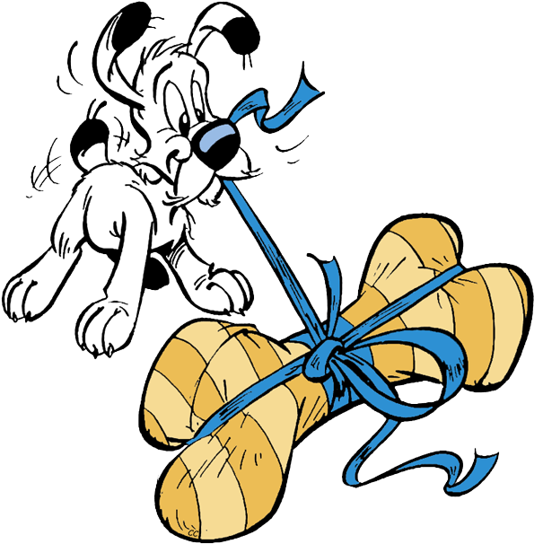 Asterix Asterix Dogmatix Dogmatix Unwrapping Gifted - Dogmatix Asterix (600x619)