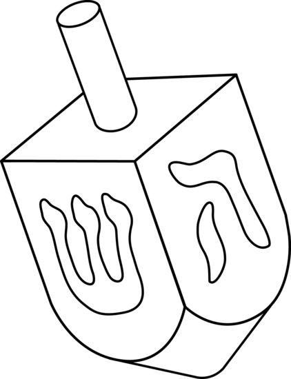 Sumptuous Dreidel Clipart Colorable Line Art Free Clip - Dreidel Coloring Page (422x550)